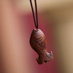 Ethnic Hand Engraving Fish Wood Necklaces