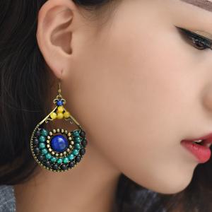 Ethnic Style Colorful Agate Earrings Folk Designer Accessories