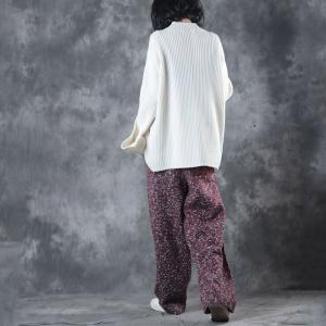 Latest Fashion Oversized White Sweater Irregular Korean Pullover
