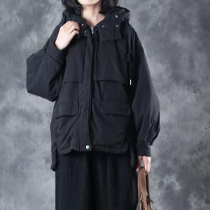 Youthful Cotton Padded Black Coat Korean Hooded Short Puffer Jackets