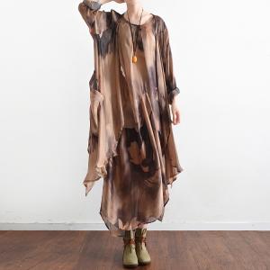 High-Quality Flouncing Printing Silk Dress Beautiful Two-Pieces Dress
