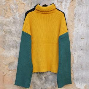 Yellow Contrast Turtleneck Sweater Korean Fashion Oversized Sweater