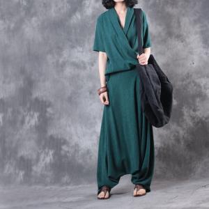 Special V-Neck Silk Top with Casual Green Designer Palazzo Pants