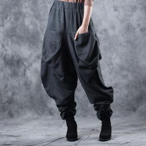 Loose-Fitting Designer Harem Pants Womans Black Balloon Pants