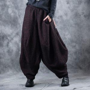 Vintage Thick Knitting Yoga Pants Plus Size Harem Pants for Woman