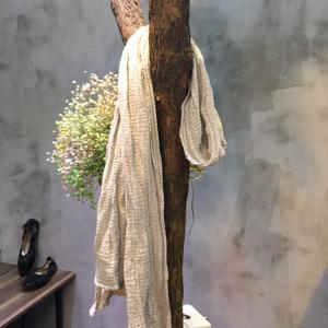 Korean Fashion Pleated Linen Plain Scarf Long Scarf For Woman