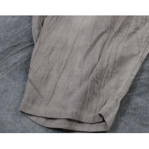 Organic Linen Baggy Cropped Pants Side Pockets Pleated Harem Pants