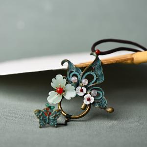 Vintage Flowers and Butterfly Chinese Long Necklace