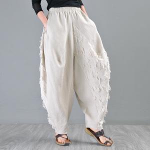 Summer Style Linen Fringed Pants Custom Designer Balloon Pants