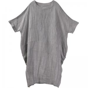 Side Zip Gray Flax Clothing Summer Large Casual Caftan