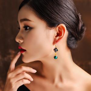 Chinese Style Vintage Colored Glaze Designer Earrings