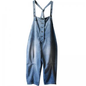 Casual Style Button Down Baggy Overalls Korean Cuffed Dungarees