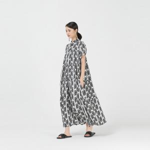 Short Sleeves Designer Beach Dress Fluffy Printed Summer Dress