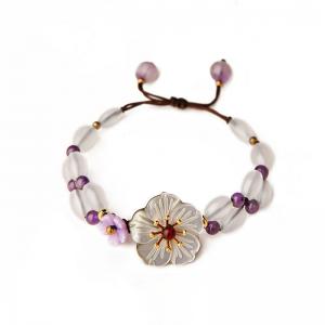 Beautiful Shell Flowers Amethyst Designer Bracelet