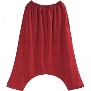 Minimalist Red Drop Crotch Pants Womens Fashion Jacquard Harem Pants