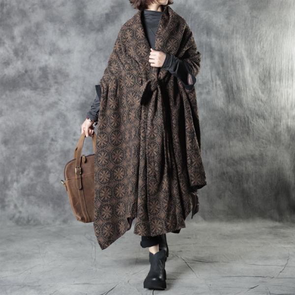Senior Women Large Wool Poncho Womens Long Dotted Wrap Coat