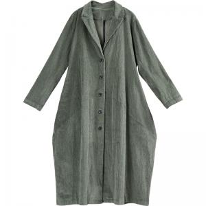 Single-Breasted Lapel Long Shirt Long Sleeve Womens Trench Coat