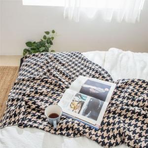 Classic Houndstooth Throw Cotton Picnic Blanket