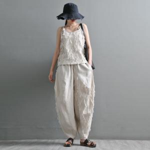 Cotton Linen Customized Camisole Tassel Loose Vest Top