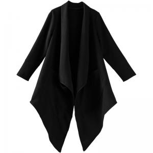 Long Sleeve Plain Waterfall Cardigan Designer Tweed Outerwear
