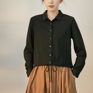 Office-Appropriate Womens Cotton Shirt Elegant Oversized Long Sleeve Shirt