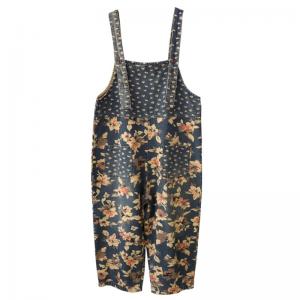 Casual Style Printed Dungarees Relax-Fit Gardening Clothes