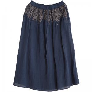 Vintage Embroidered Skirt Loose Linen Gaucho Skirt