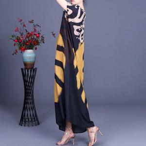 Pop Colored Pattern Plus Size Caftan Silk Cruise Dress