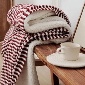 Sherpa Knitting Couch Throw Dotted Winter Bedding Blanket