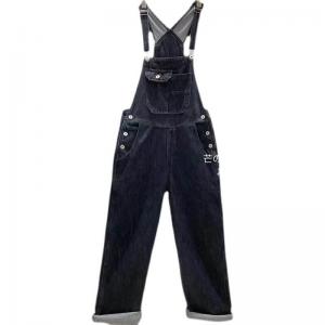 High-Quality Black Jean Overalls Baggy Straight Legs Overalls for Women