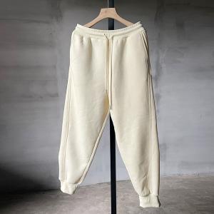 Versatile Cozy Cotton Sweat Pants Plain Fleeced Tapered Pants
