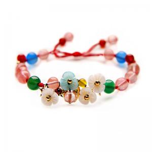 Flowers Shell Crystal Bracelet Green Agate Colorful Jewelry