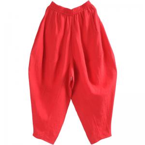 Solid Colors Designer Hammer Pants Plus Size Linen Balloon Pants
