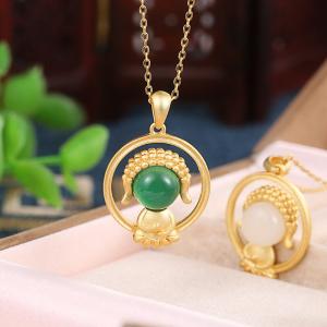 Chalcedony S925 Green Buddha Necklace Hetian Jade Buddha Jewelry