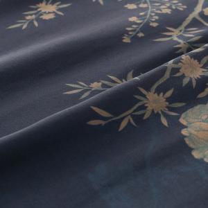 Flowers Prints Dark Blue Cocoon Dress Maxi Plus Size Caftan