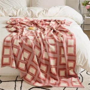 Big Checkered Soft Cotton Blanket Knitting Sofa Throws