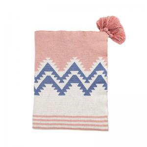 Modern Style Cotton Knit Throws Folk Patterns Tassel Blanket