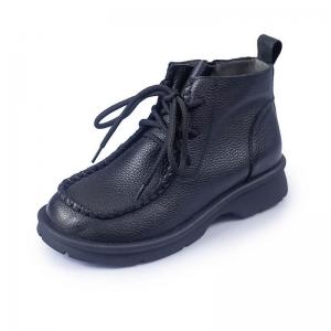 Lace-Up Low Heel Leather Boots Women Desert Boots