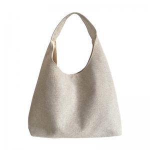 Basic Style Plain Cotton Linen Hobo Bag