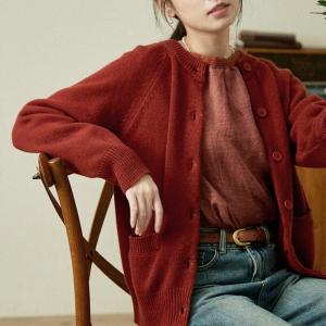 Australian Wool Short Cardigan Winter Knit Overcoat for Women