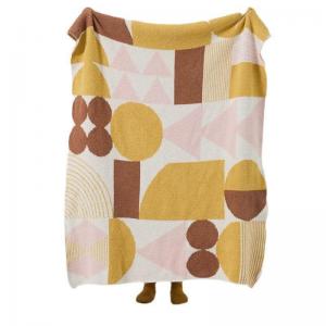 Pastel Colors Soft Warm Blanket Geometrical Pattern Camping Throw