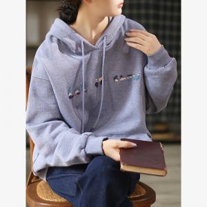 Stereo Letters Fleeced Hoodie Womens Oversized Cotton Hoodie