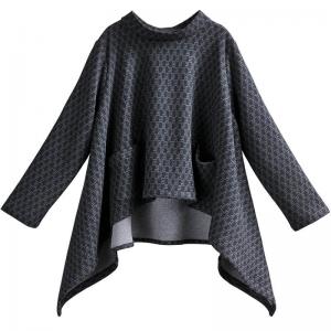 90s Fashion Jacquard Tweed Sweatshirt Asymmetrical Designer Cape