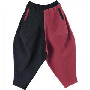 Red Contrast Cotton Linen Pants Designer Hippie Baggy Pants