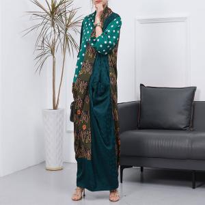 Polka Dot and Letter Front Cross Dress Silk Maxi Kimono Dress