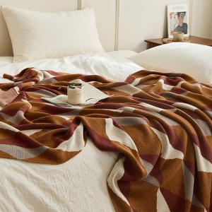 Rhombus Patterns Cotton Blanket Modern Soft Camping Blanket