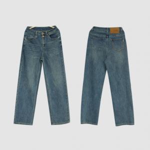 Street Style High Rise Jeans Baggy Straight Legs Cuffed Jeans