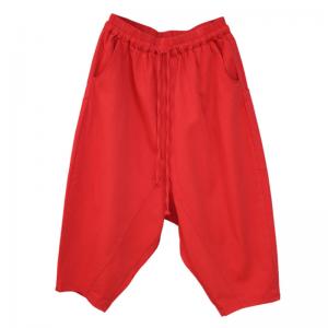 Summer Casual Cotton Pull-On Capris Beach Plain Travel Pants