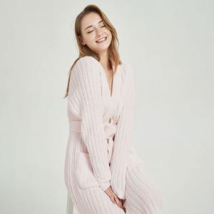 Baby Pink V-Neck Pajamas Robe Soft Tied Bathrobe