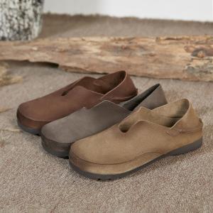 Pigskin Lined Leather Flats Cozy Low Top Travel Footwear